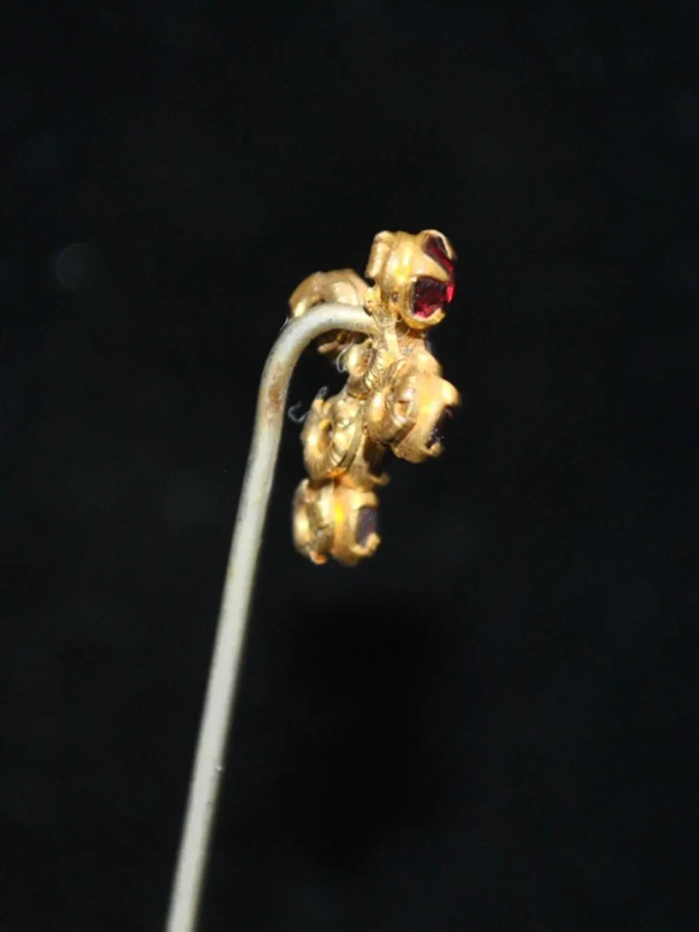 Antique Red Paste Glass Cross Stick / Tie Pin